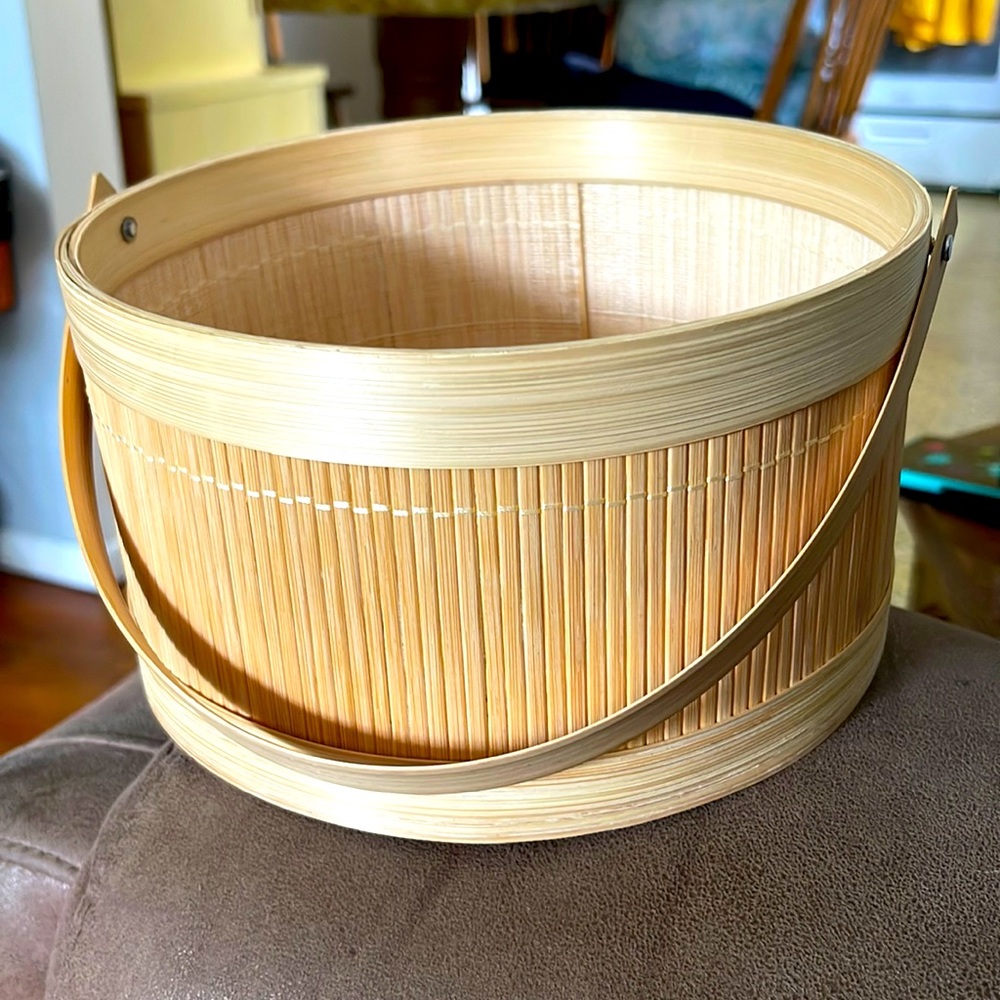 Circular Bamboo Basket with Handle